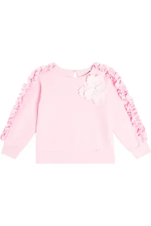 MONNALISA Flower-detail cotton and linen sweatshirt
