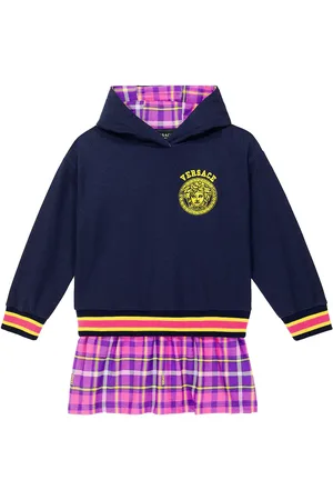 VERSACE Printed cotton jersey hoodie dress