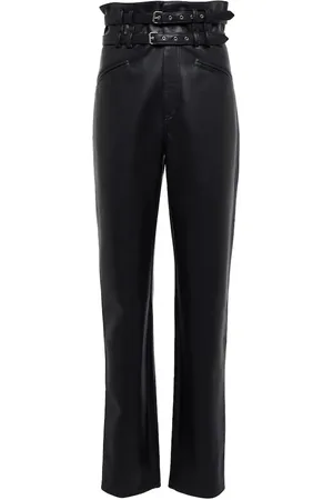 Serafini Faux-leather high-rise straight pants