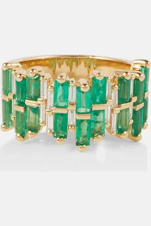 Suzanne Kalan 18kt ring with diamonds and emeralds