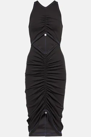DION LEE Drawstring cotton jersey midi dress