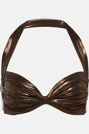 Norma Kamali Bill metallic bikini top