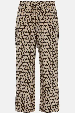 VALENTINO Toile Iconographe silk straight pants