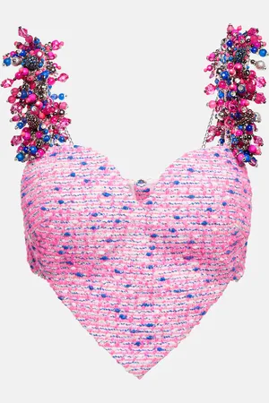 AREA Heart embellished crop top