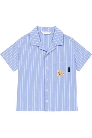 Palm Angels Logo striped cotton-blend shirt