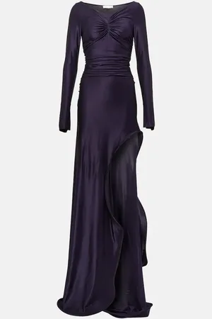 Victoria Beckham Ruched off-shoulder jersey gown