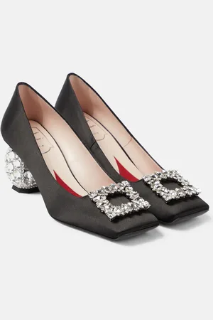 Roger Vivier Crystal-embellished satin pumps