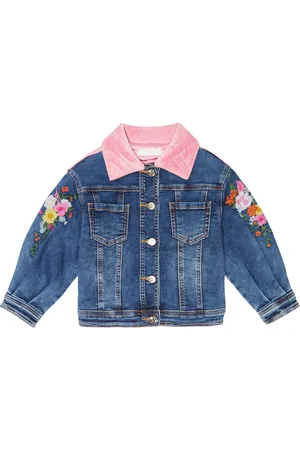 MONNALISA Embroidered denim jacket