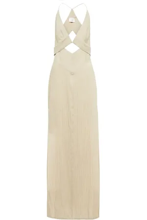 GALVAN Isola linen-blend halterneck maxi dress