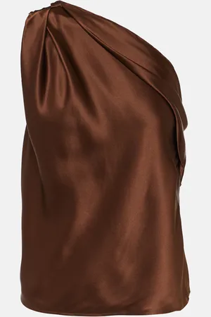 The Sei Draped one-shoulder silk satin top