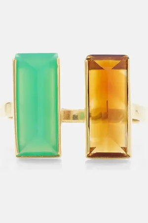 Aliita Bi Maxi 9kt gold ring with chrysoprase and citrine