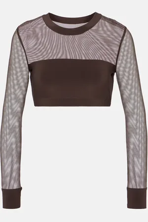 Norma Kamali Mesh-paneled crop top