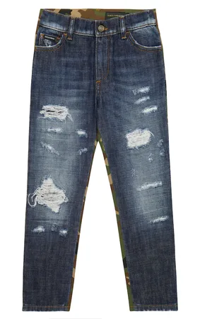 Dolce & Gabbana Denim and camouflage pants