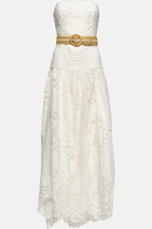 ZIMMERMANN Vacay belted linen lace midi dress