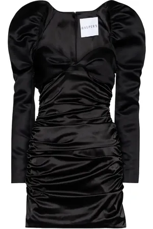 HALPERN Gathered satin minidress