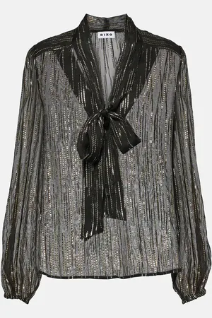 RIXO London Moss metallic jacquard blouse