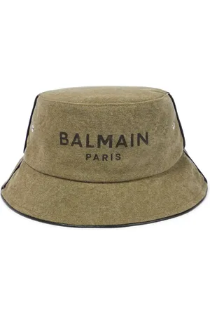 Balmain Leather-trimmed canvas bucket hat