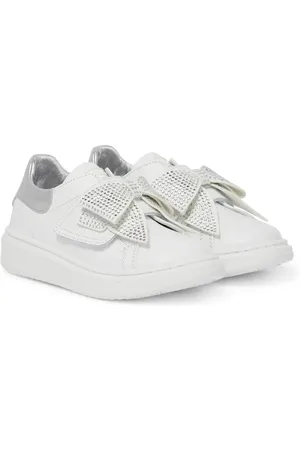 MONNALISA Bow-embellished leather sneakers