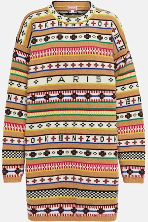 Kenzo Intarsia striped wool and cotton sweater dress