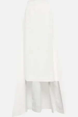 Staud Prunella cape-detail cotton-blend midi skirt