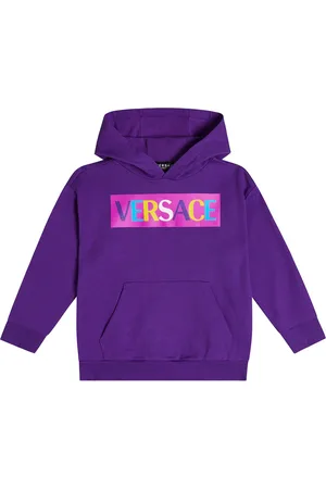 VERSACE Logo cotton jersey hoodie