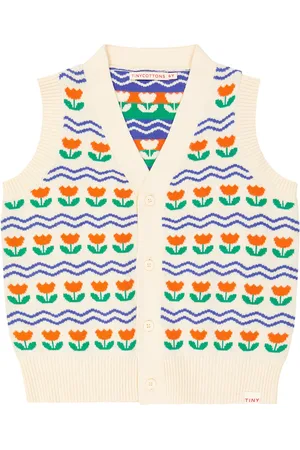 Tiny Cottons Flowers cotton and wool vest