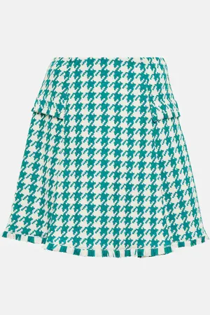Oscar de la Renta Frayed houndstooth tweed miniskirt