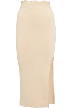 GALVAN Delia scalloped high-rise midi skirt