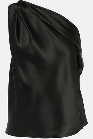 The Sei Draped one-shoulder silk satin top