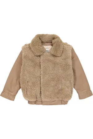 Donsje Yuki teddy-paneled leather jacket