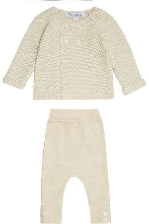Tartine Et Chocolat Baby cotton cardigan, leggings and bootie set