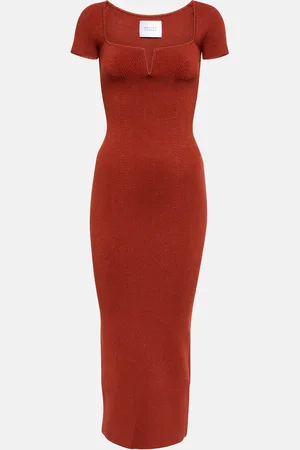 GALVAN Freya ribbed-knit midi dress