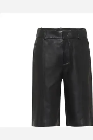 Vince High-rise leather Bermuda shorts