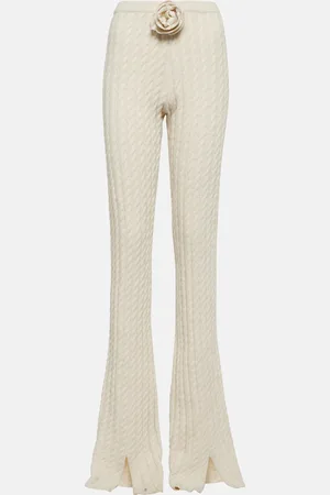 MAGDA BUTRYM Floral-appliquÃ© split-hem flared pants