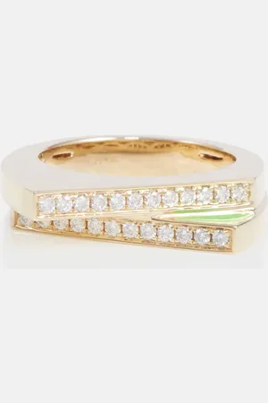 Rainbow K Handcuff 14kt gold and enamel ring with diamonds