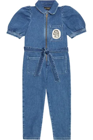 Mini Rodini Patch belted denim jumpsuit