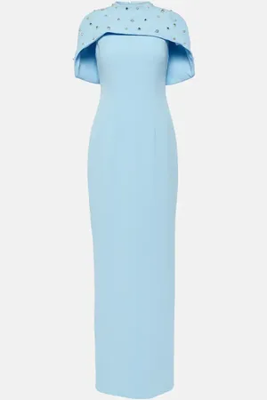Safiyaa Crystal-embellished caped gown