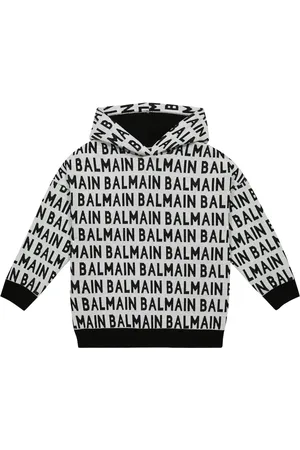 Balmain Logo jacquard cotton hoodie