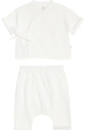 Il gufo Baby cotton top and shorts set