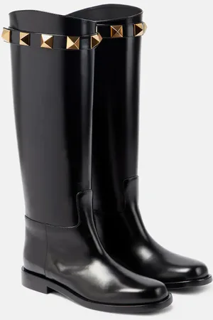 VALENTINO GARAVANI Roman Stud leather knee-high boots