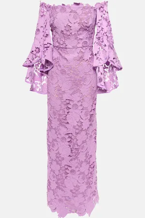 Oscar de la Renta Floral off-shoulder lace gown