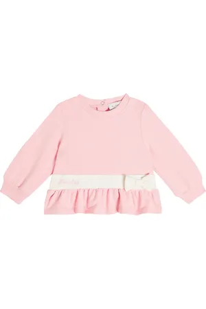 MONNALISA Baby bow-detail cotton-blend sweatshirt