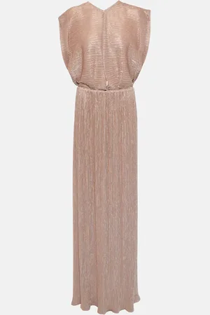 Costarellos Metallic pleated gown