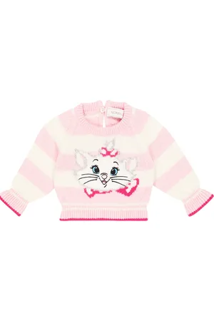 MONNALISA Baby striped intarsia wool-blend sweater