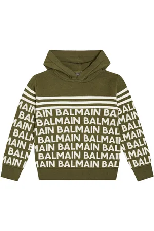 Balmain Logo intarsia wool-blend hoodie