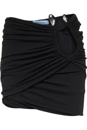 MUGLER Ring-detail ruched jersey miniskirt