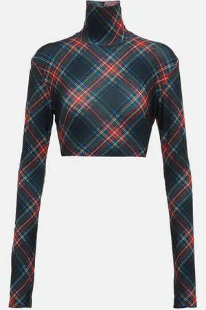 Norma Kamali Checked jersey top