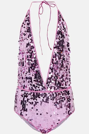 Oseree OsÃ©ree Sequined halterneck swimsuit