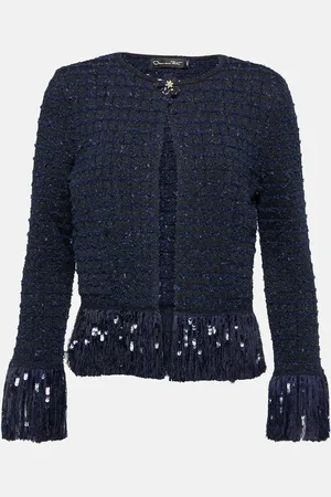 Oscar de la Renta Fringed tweed jacket
