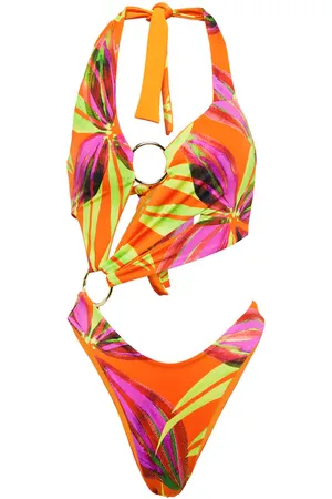 Louisa Ballou Printed asymmetric swimsuit